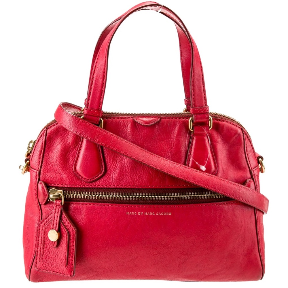 Marc by Marc Jacobs Pearl Red Leather Two-Way Bag with Crossbody Strap
